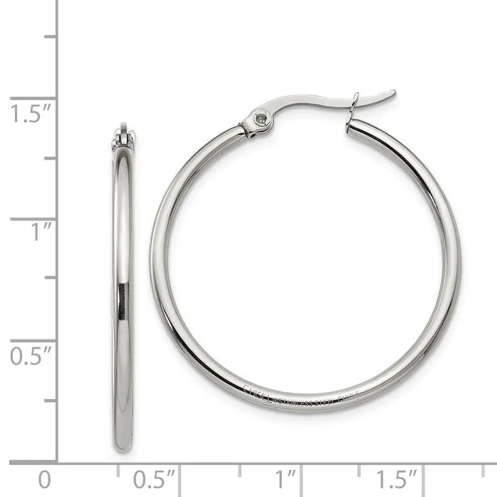 Stainless Steel 3250 mm Diameter Hoop Earrings Chisel Earrings Stainless Steel 3250 mm Diameter Hoop Earrings Chisel Earrings