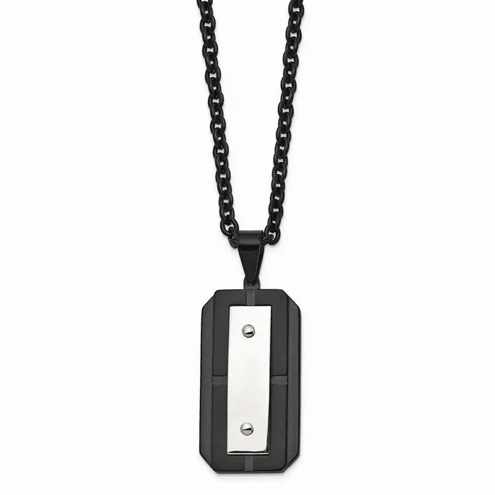 Stainless Steel Brushed Polished Black IPplated Dog Tag Necklace Chisel Necklaces Stainless Steel Brushed Polished Black IPplated Dog Tag Necklace Chisel Necklaces