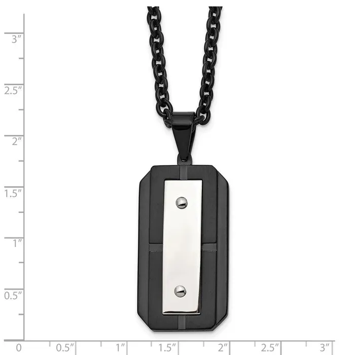 Stainless Steel Brushed Polished Black IPplated Dog Tag Necklace Chisel Necklaces Stainless Steel Brushed Polished Black IPplated Dog Tag Necklace Chisel Necklaces