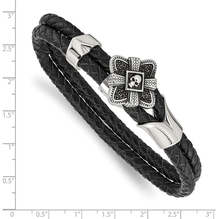 Stainless Steel Polished and Antiqued Leather Bracelet Chisel Bracelets Stainless Steel Polished and Antiqued Leather Bracelet Chisel Bracelets