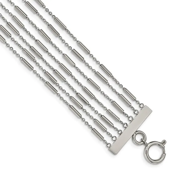 Stainless Steel Polished Multi Strand 75in Bracelet Chisel Bracelets