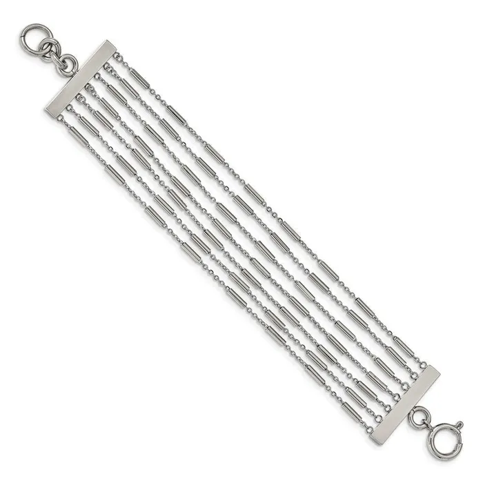 Stainless Steel Polished Multi Strand 75in Bracelet Chisel Bracelets