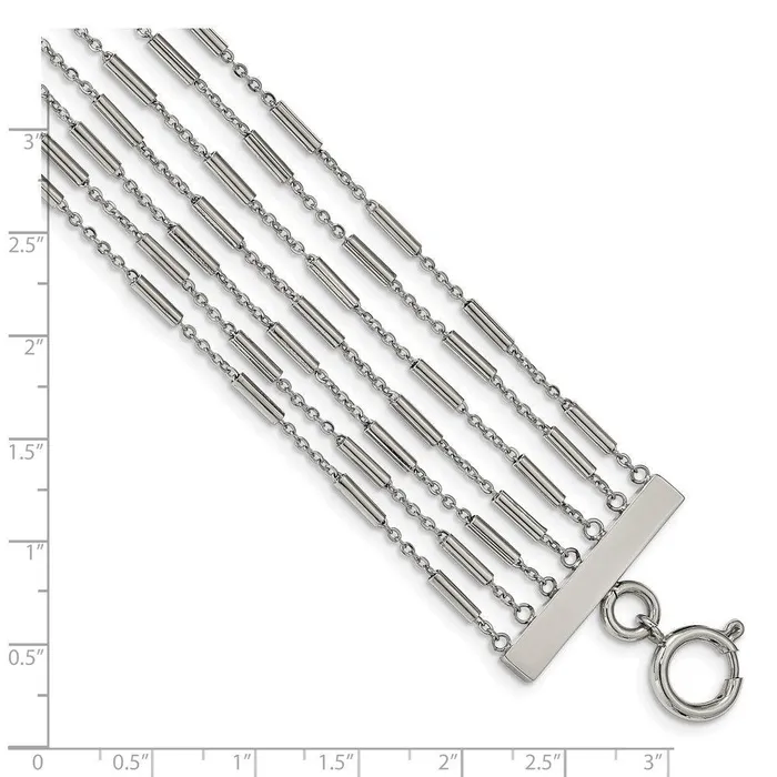Stainless Steel Polished Multi Strand 75in Bracelet Chisel Bracelets