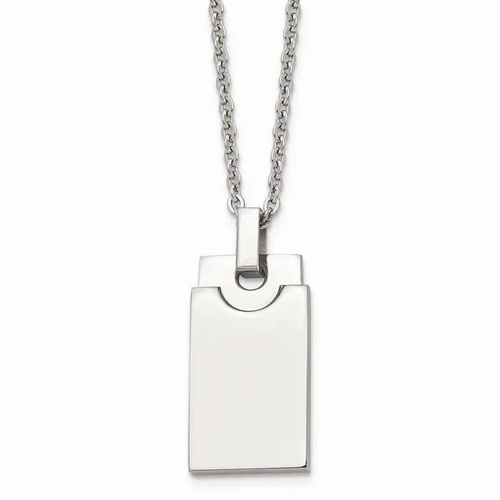 Stainless Steel Polished Square 22in Necklace Chisel Necklaces
