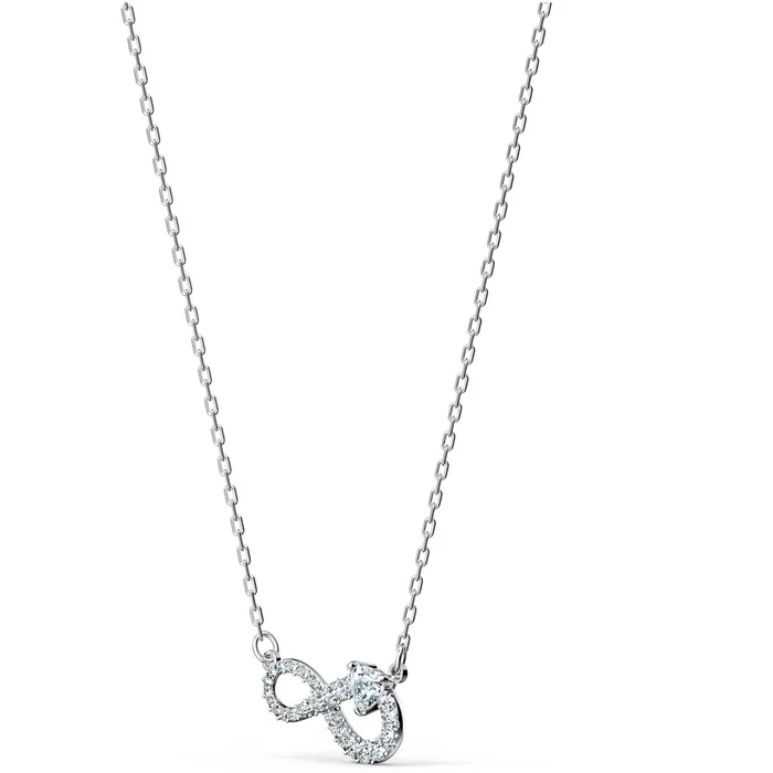 Swarovski Womens Necklace Hyperbola Infinity Rhodium Plated Pendant 5520576 Swarovski Necklaces