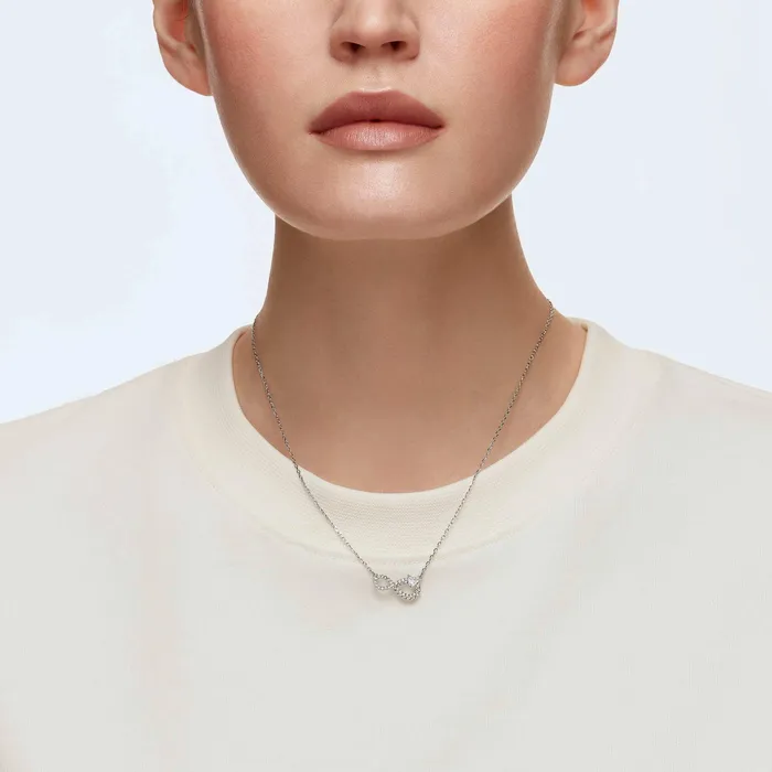 Swarovski Womens Necklace Hyperbola Infinity Rhodium Plated Pendant 5520576 Swarovski Necklaces