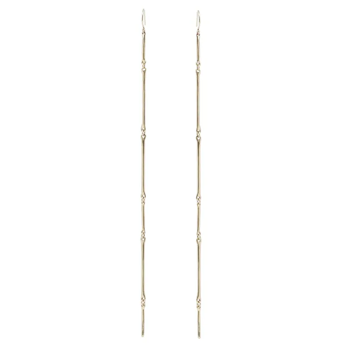 TenThousandThings Earrings Long Gold Cast Line Earrings