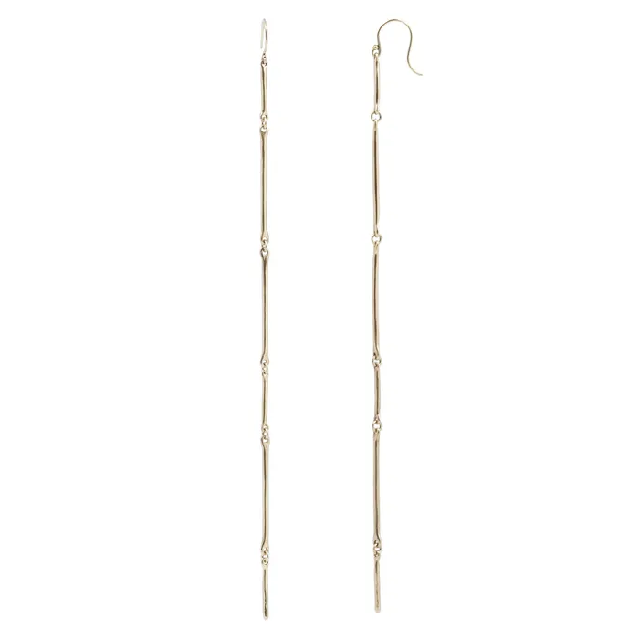 TenThousandThings Earrings Long Gold Cast Line Earrings
