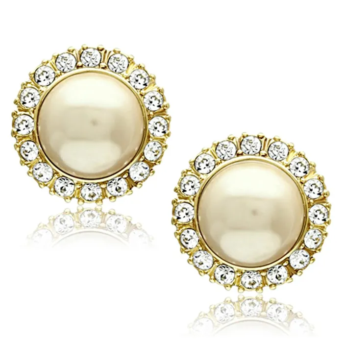 TK1381 IP GoldIon Plating Stainless Steel Earrings with Synthetic Pearl in Citrine Yellow Alamode Earrings TK1381 IP GoldIon Plating Stainless Steel Earrings with Synthetic Pearl in Citrine Yellow Alamode Earrings