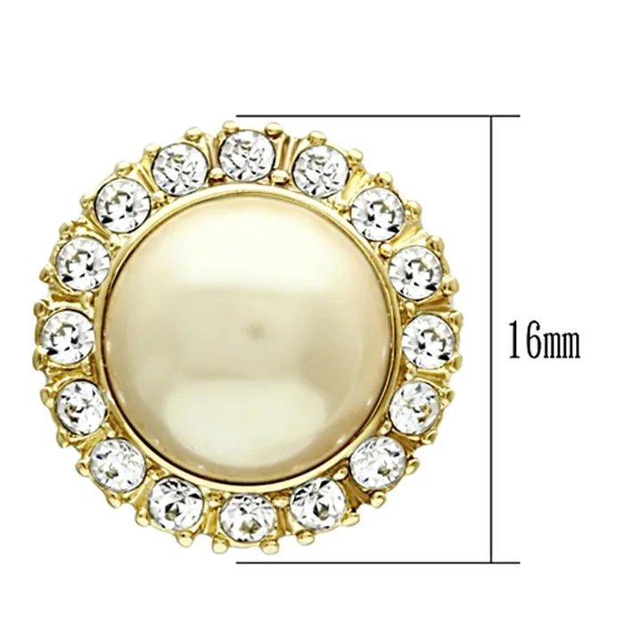 TK1381 IP GoldIon Plating Stainless Steel Earrings with Synthetic Pearl in Citrine Yellow Alamode Earrings