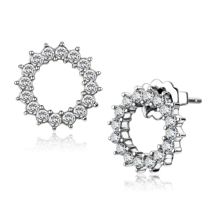 TK3683 High polished no plating Stainless Steel Earrings with AAA Grade CZ in Clear Alamode Earrings TK3683 High polished no plating Stainless Steel Earrings with AAA Grade CZ in Clear Alamode Earrings
