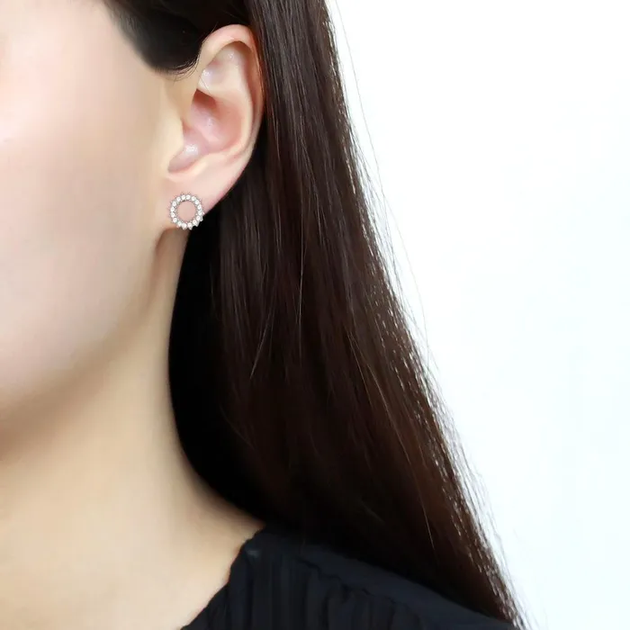 TK3683 High polished no plating Stainless Steel Earrings with AAA Grade CZ in Clear Alamode Earrings