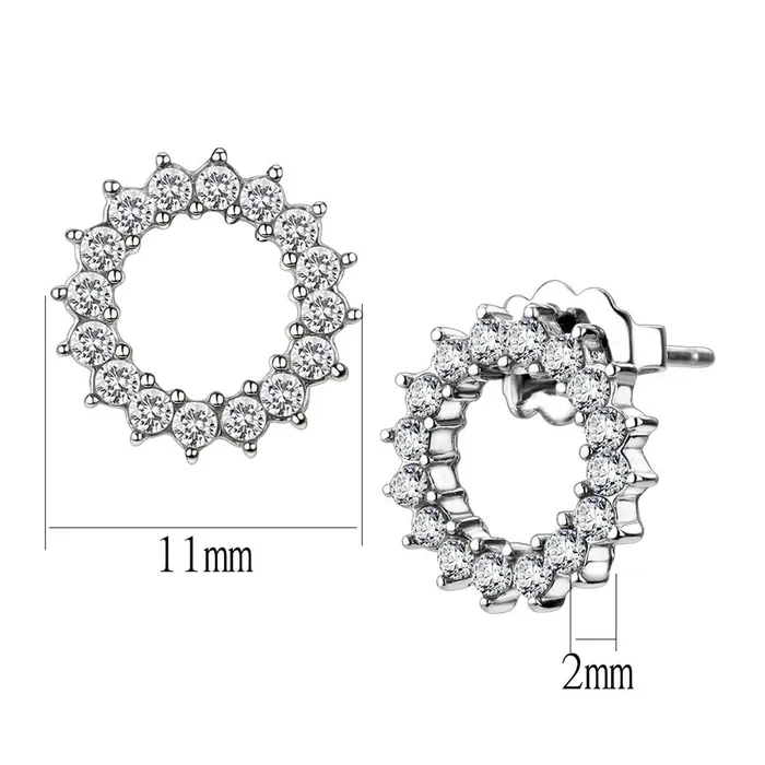 TK3683 High polished no plating Stainless Steel Earrings with AAA Grade CZ in Clear Alamode Earrings