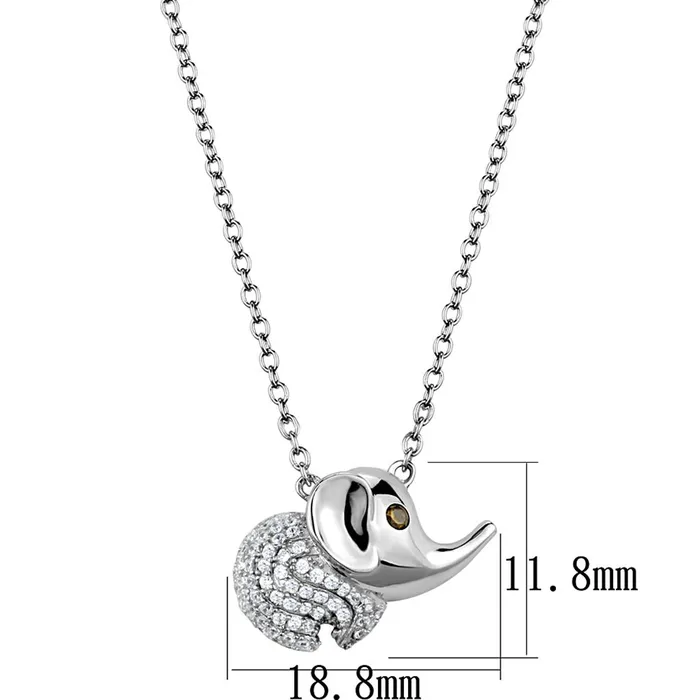 TS450 Rhodium 925 Sterling Silver Chain Pendant with AAA Grade CZ in Topaz Alamode Necklaces