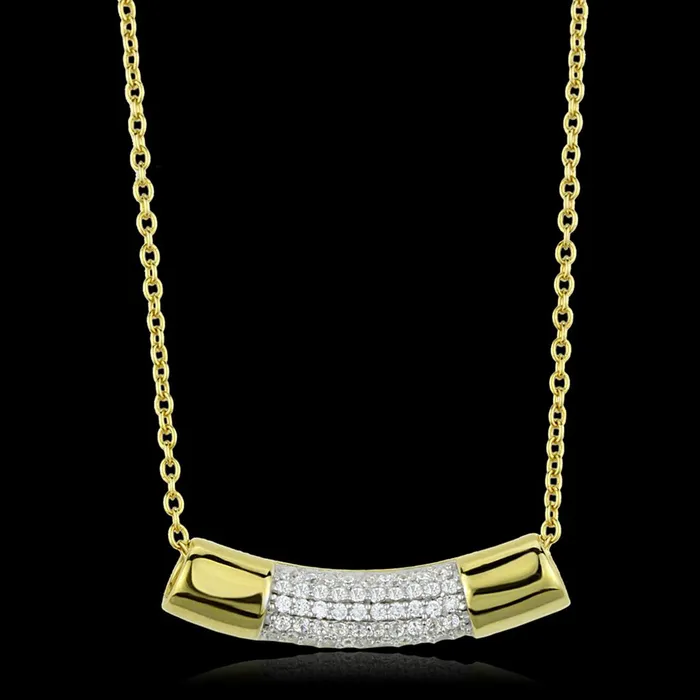 TS452 GoldRhodium 925 Sterling Silver Chain Pendant with AAA Grade CZ in Clear Alamode Necklaces