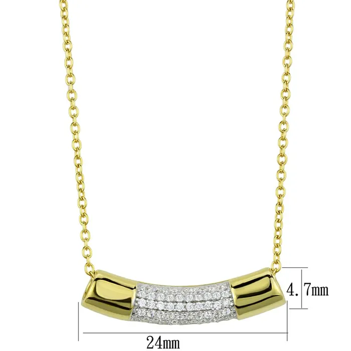 TS452 GoldRhodium 925 Sterling Silver Chain Pendant with AAA Grade CZ in Clear Alamode Necklaces