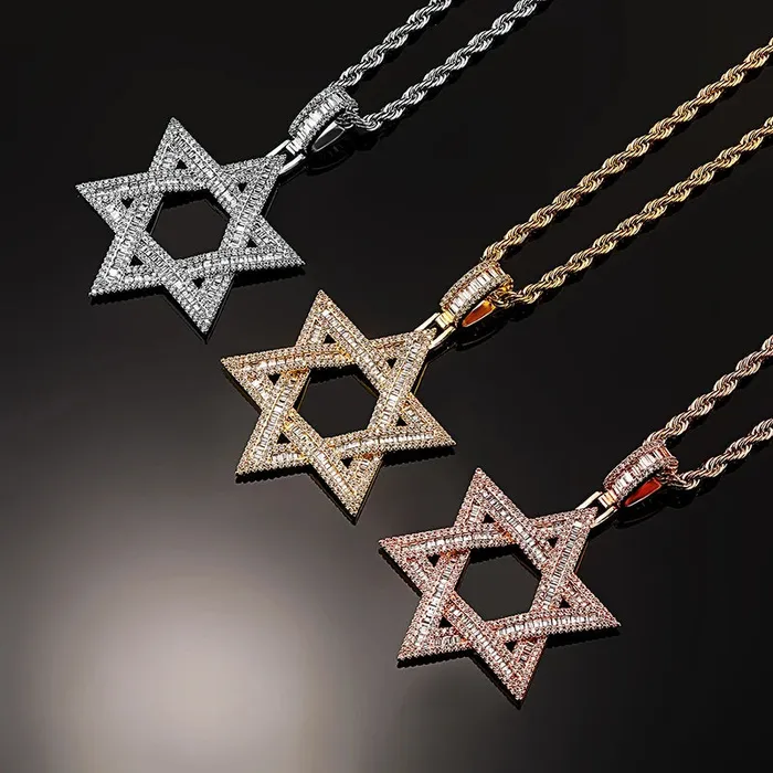 VVS Iced Out Jewish Star of David Pendant Necklace VVS Jewelry Necklaces