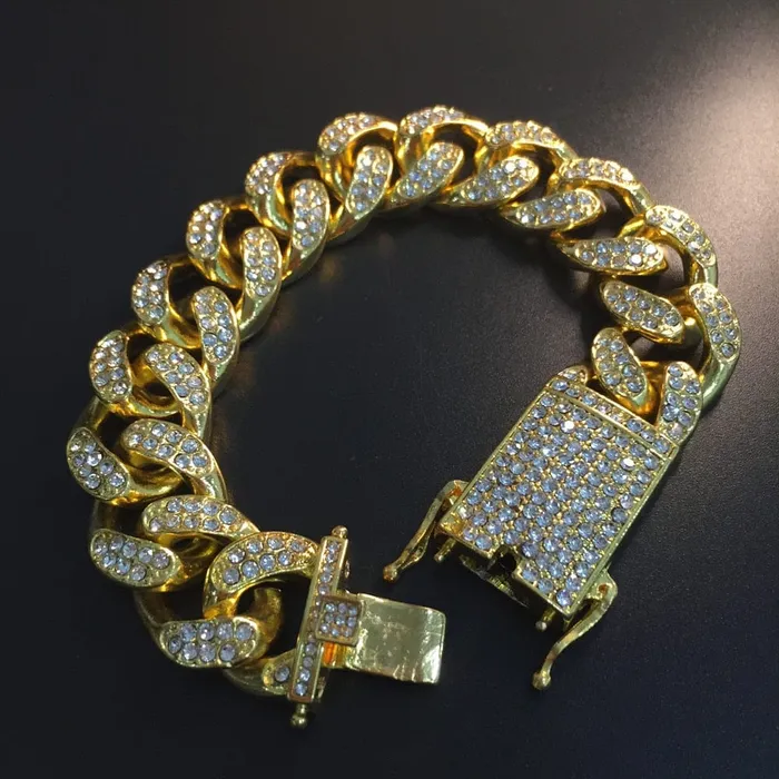 VVS Jewelry Bracelets Luxury Cuban Chain Bracelet Ring Watch Set