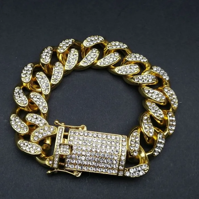 VVS Jewelry Bracelets Luxury Cuban Chain Bracelet Ring Watch Set