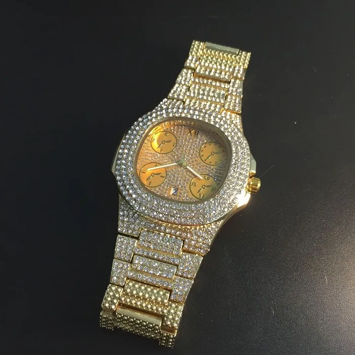 VVS Jewelry Bracelets Luxury Cuban Chain Bracelet Ring Watch Set