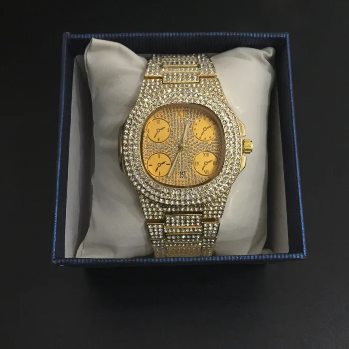 VVS Jewelry Bracelets Luxury Cuban Chain Bracelet Ring Watch Set