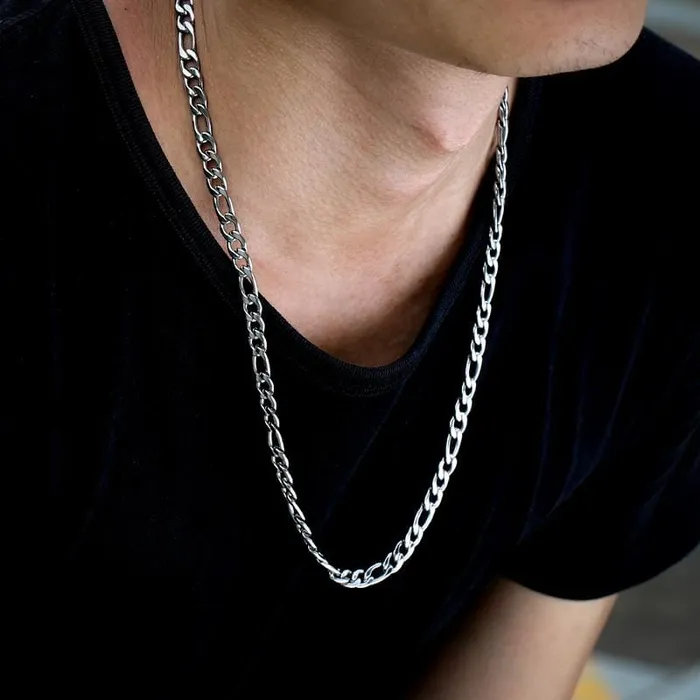 VVS Jewelry PreStyled Sets 18k GoldSilver 7mm Figaro Chain