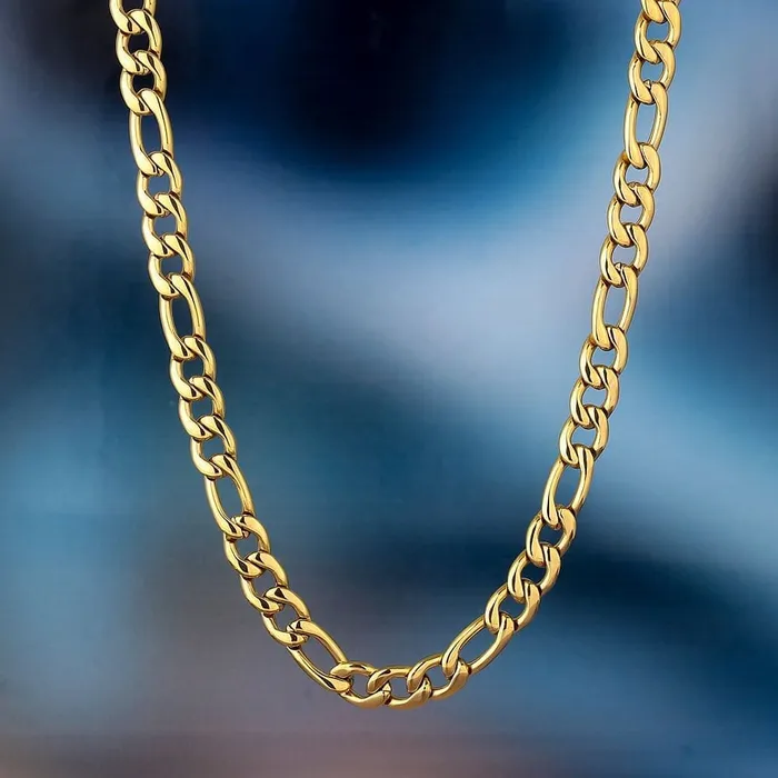 VVS Jewelry PreStyled Sets 18k GoldSilver 7mm Figaro Chain