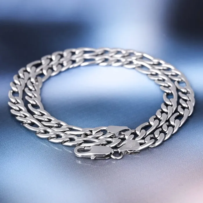 VVS Jewelry PreStyled Sets 18k GoldSilver 7mm Figaro Chain