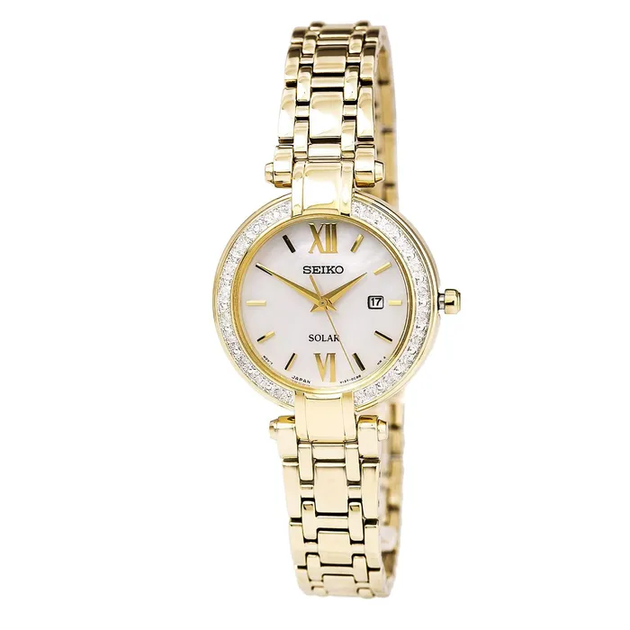 Watches Seiko SUT182 Womens Tressia Conceptual Solar MOP Dial Yellow Gold Steel Diamond Watch Seiko Watches Seiko SUT182 Womens Tressia Conceptual Solar MOP Dial Yellow Gold Steel Diamond Watch Seiko