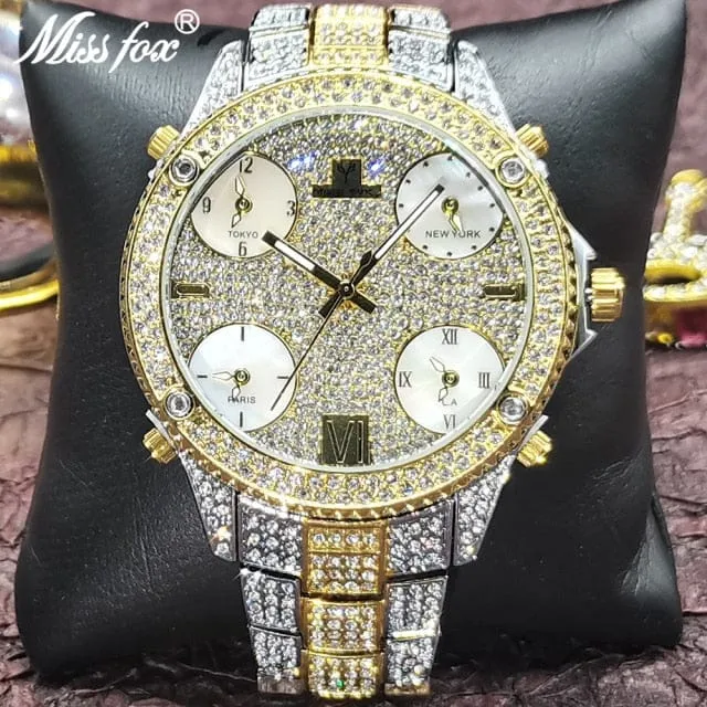 Watches VVS Jewelry VVS Jewelry Fully Iced Area Codez Bling Watch