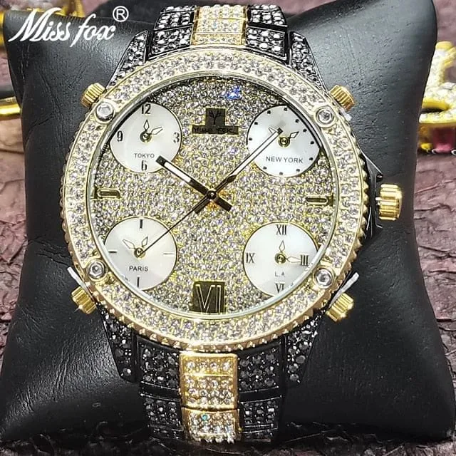 Watches VVS Jewelry VVS Jewelry Fully Iced Area Codez Bling Watch