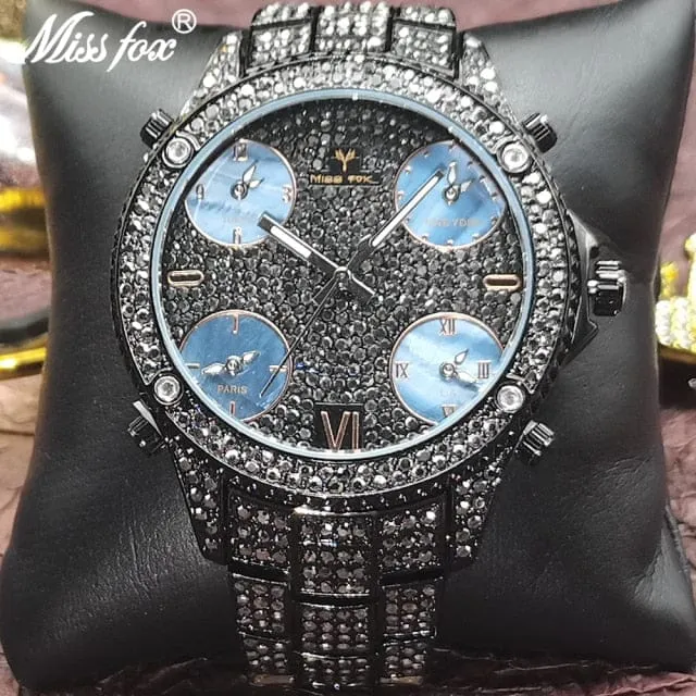 Watches VVS Jewelry VVS Jewelry Fully Iced Area Codez Bling Watch