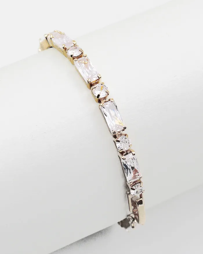 12212023 Bracelets Rectangular CZ Stone Tennis Bracelet