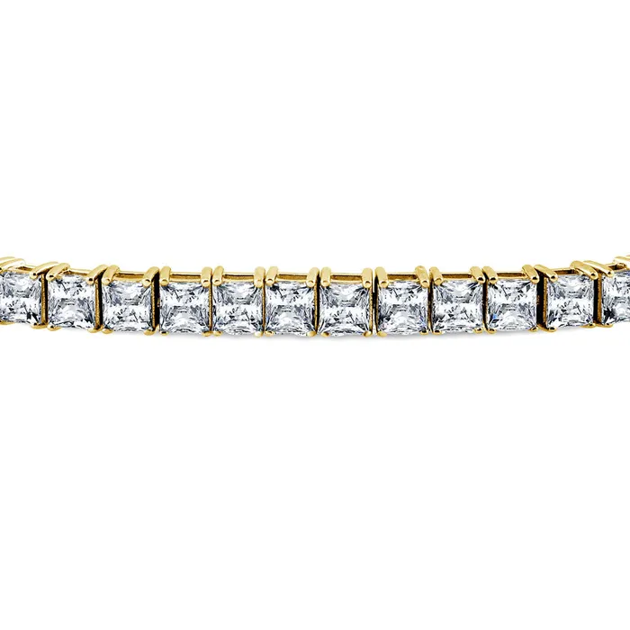 BERRICLE Bracelets Princess CZ Tennis Bracelet in Gold Flashed Sterling Silver