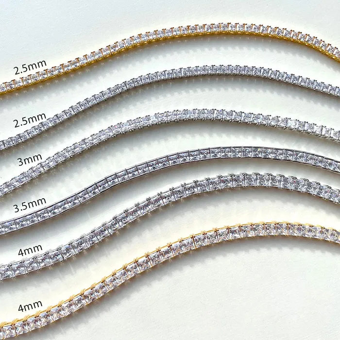 BERRICLE Bracelets Princess CZ Tennis Bracelet in Gold Flashed Sterling Silver
