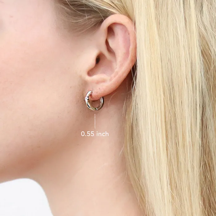 BERRICLE Earrings Solitaire CZ Hoop Earrings in Sterling Silver 2 Pairs