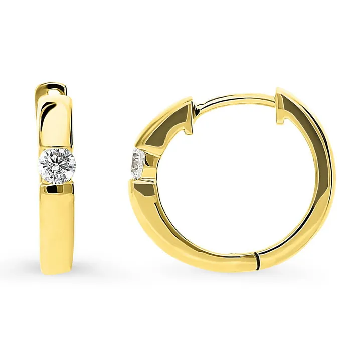 BERRICLE Earrings Solitaire CZ Medium Hoop Earrings in Sterling Silver 064