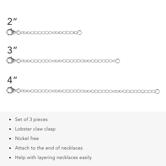 BERRICLE Necklaces Chain Extension in Sterling Silver 3 Piece