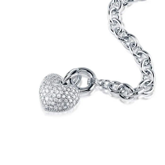 BERRICLE Necklaces Heart CZ Necklace Earrings and Bracelet in SilverTone