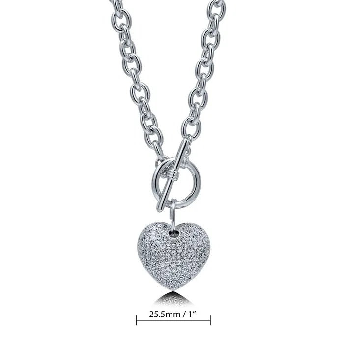 BERRICLE Necklaces Heart CZ Necklace Earrings and Bracelet in SilverTone