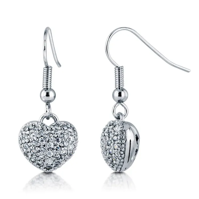 BERRICLE Necklaces Heart CZ Necklace Earrings and Bracelet in SilverTone