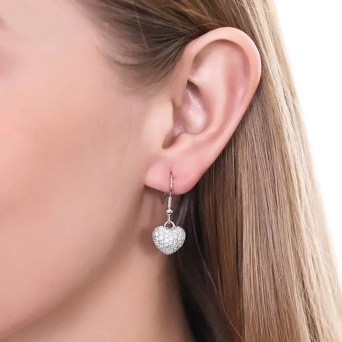 BERRICLE Necklaces Heart CZ Necklace Earrings and Bracelet in SilverTone