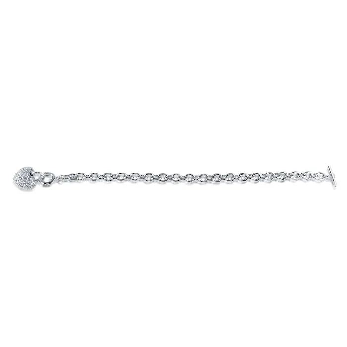 BERRICLE Necklaces Heart CZ Necklace Earrings and Bracelet in SilverTone