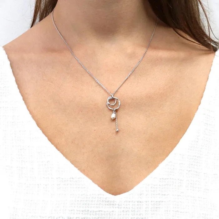 BERRICLE Necklaces Open Circle Cultured Pearl Necklace in Sterling Silver