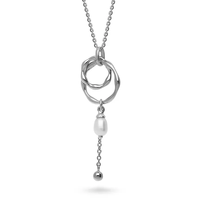BERRICLE Necklaces Open Circle Cultured Pearl Necklace in Sterling Silver