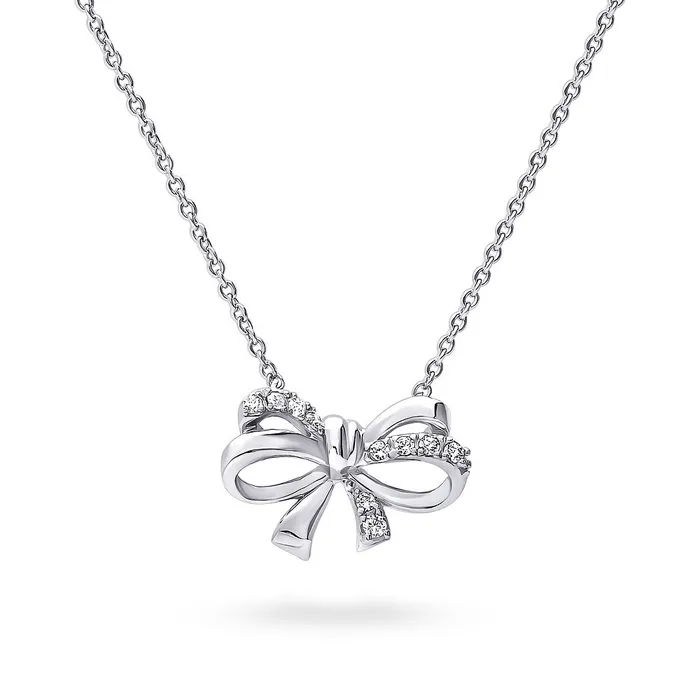 Bow Tie Ribbon Mini Necklace in Sterling Silver BERRICLE Necklaces