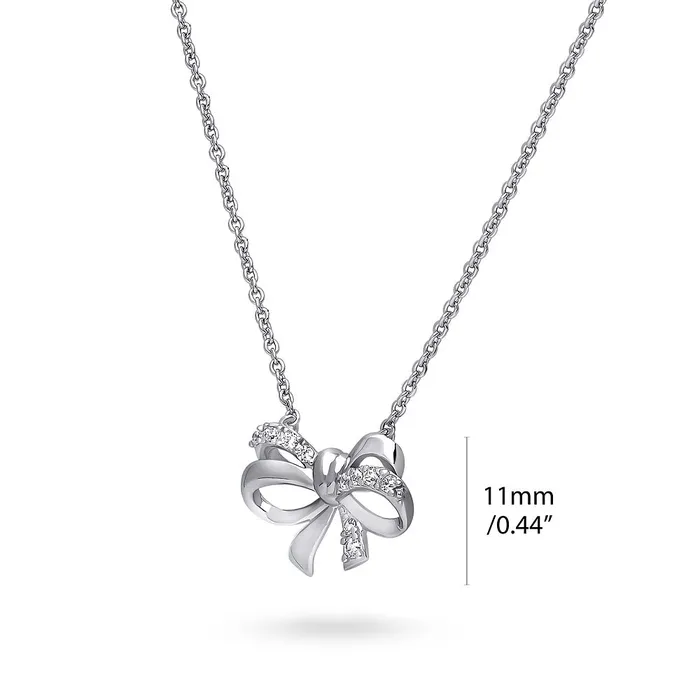 Bow Tie Ribbon Mini Necklace in Sterling Silver BERRICLE Necklaces