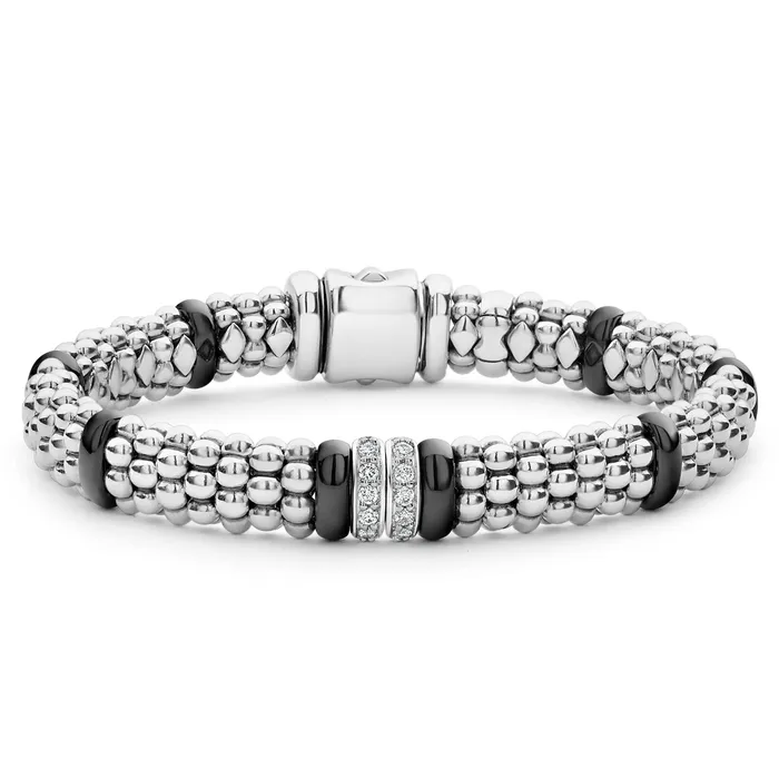 Bracelets Black Caviar Double Station Diamond Caviar Bracelet 9mm Lagos