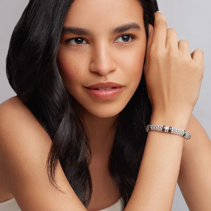 Bracelets Black Caviar Double Station Diamond Caviar Bracelet 9mm Lagos