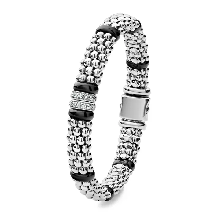 Bracelets Black Caviar Double Station Diamond Caviar Bracelet 9mm Lagos